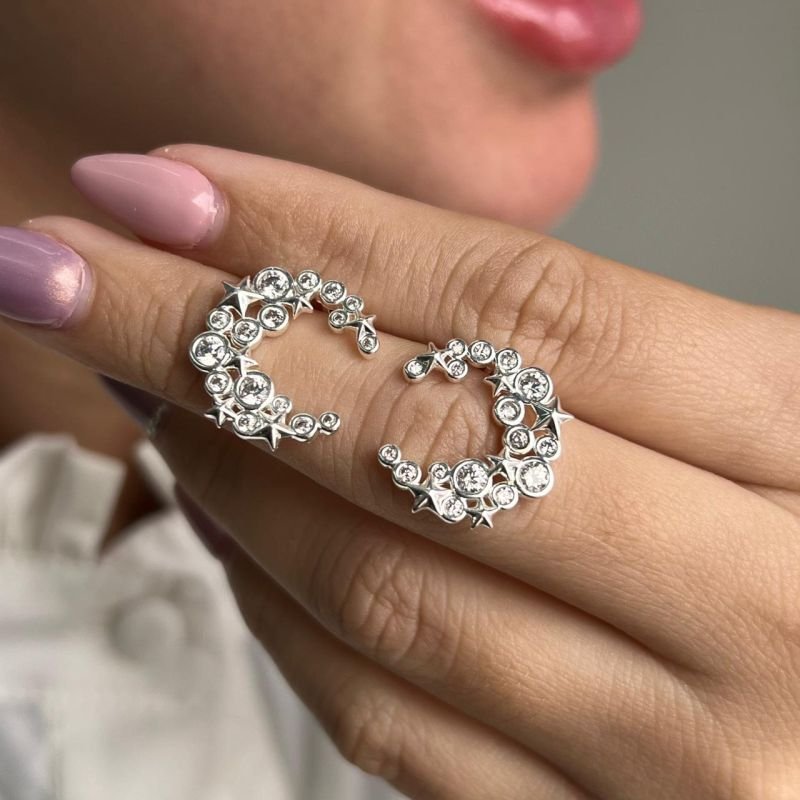 Brinco Meia Lua Banho Prata 925