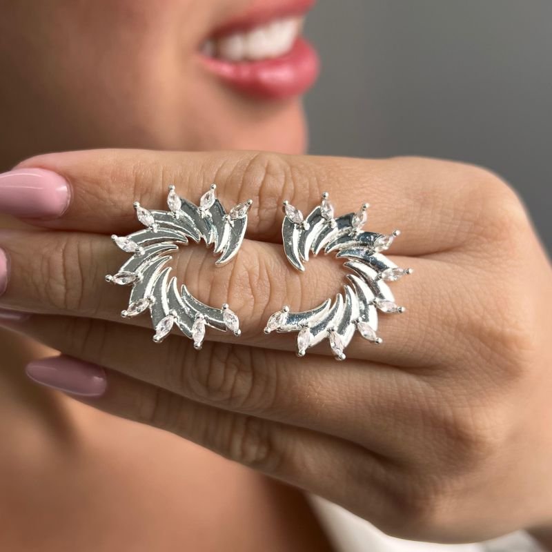 Brinco Meia Lua Orgânico Banho Ouro 18k/Prata 925