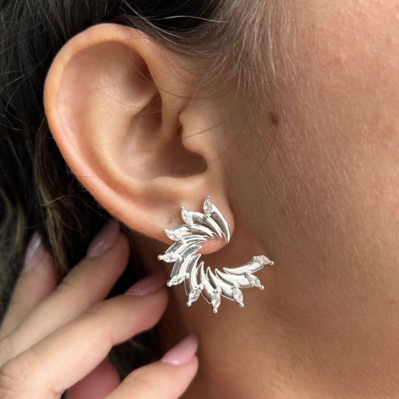 Brinco Meia Lua Orgânico Banho Ouro 18k/Prata 925