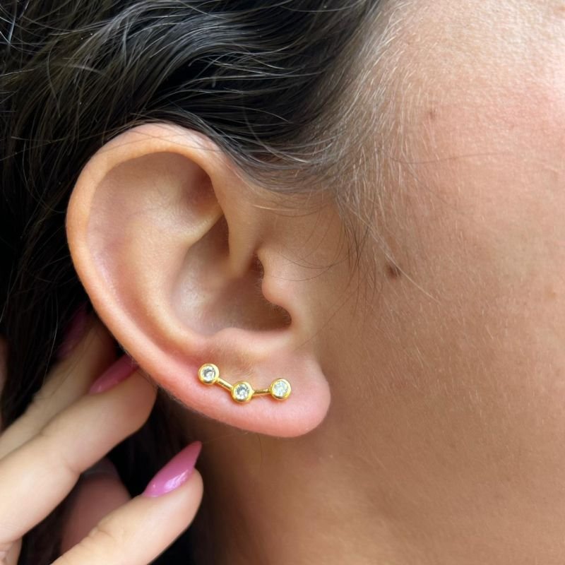 Brinco Micro Zircônia Banho Ouro 18k/Prata 925