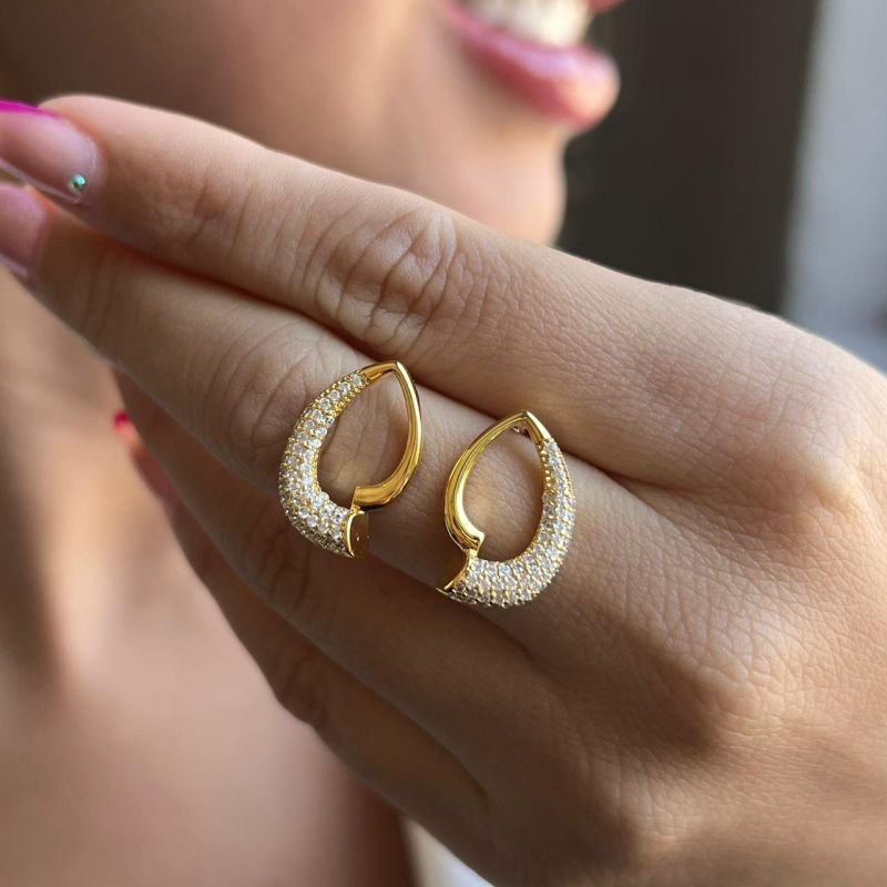 Brinco Minimalista Esther Banho Ouro18k/Prata 925