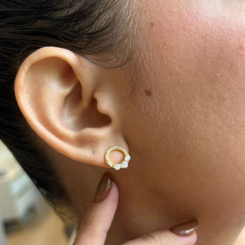 Brinco Minimalista Helena Banho Ouro18k/Prata 925