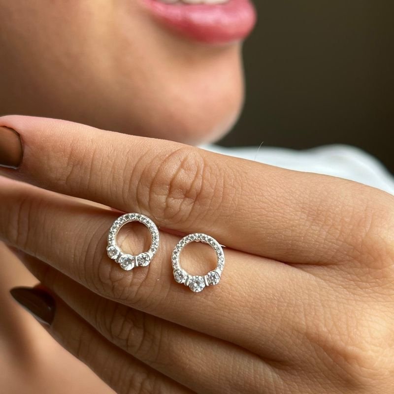 Brinco Minimalista Helena Banho Ouro18k/Prata 925