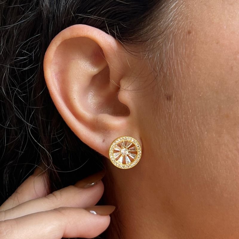 Brinco Minimalista Jade Banho Ouro18k/Prata 925