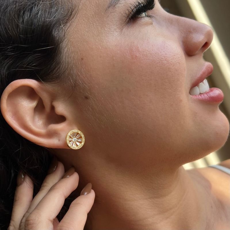 Brinco Minimalista Jade Banho Ouro18k/Prata 925