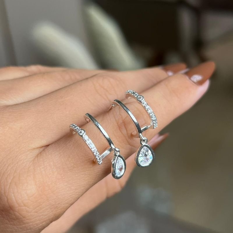 Brinco Minimalista Zoe Banho Ouro18k/Prata 925