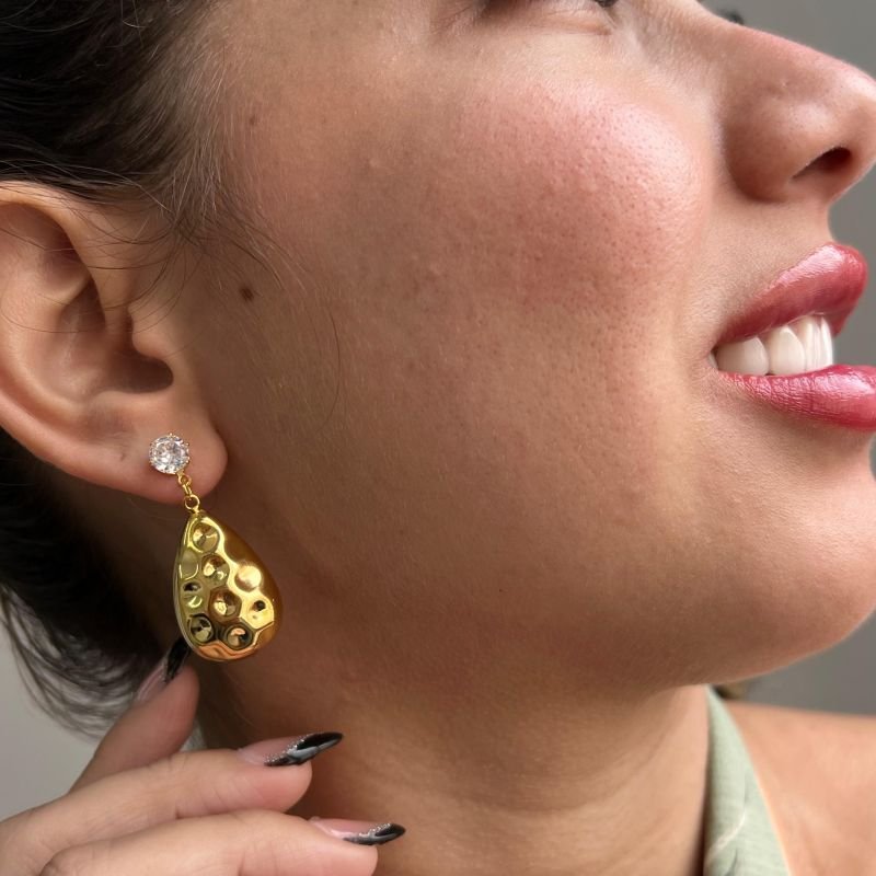 Brinco Orgânico Banho Ouro 18k