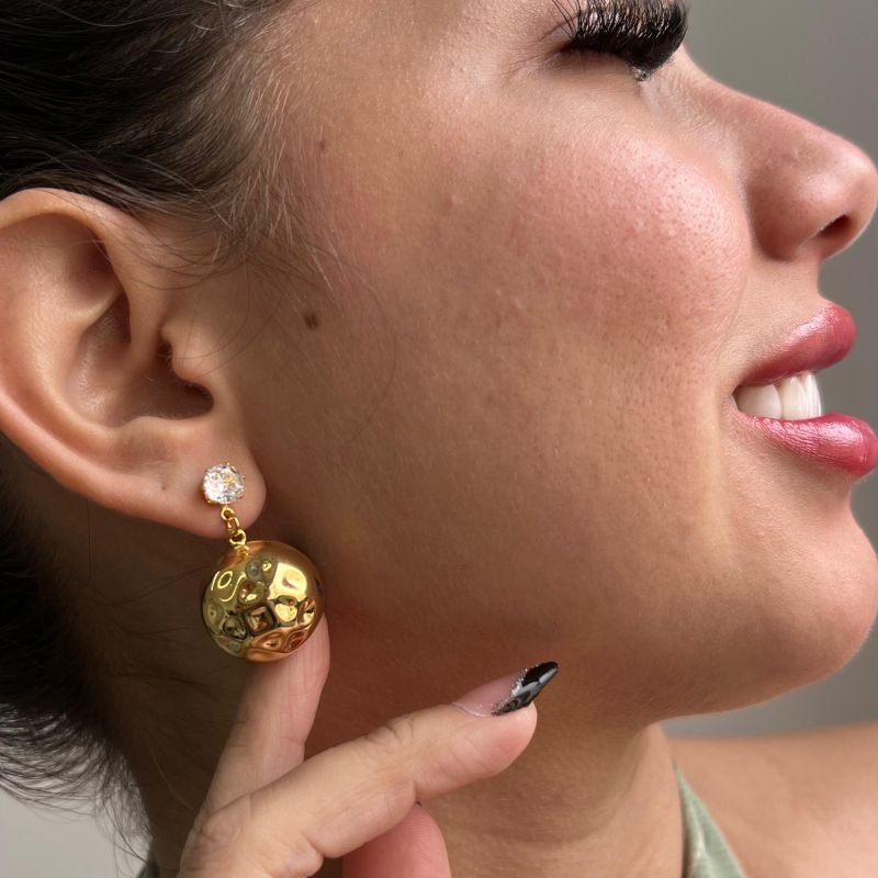 Brinco Orgânico Banho Ouro 18k