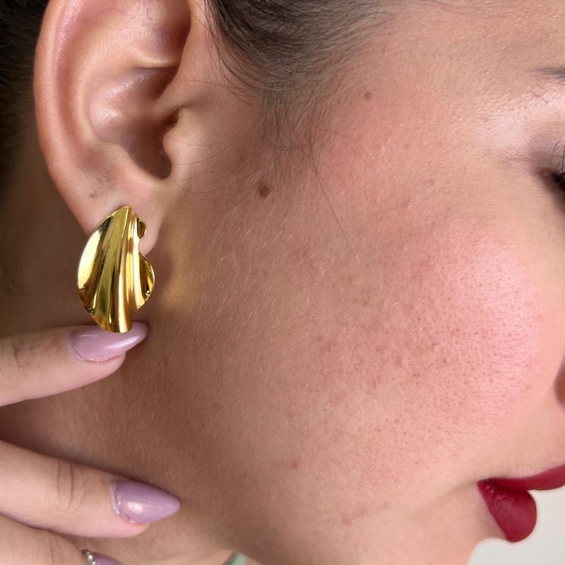 Brinco Orgânico Banho Ouro 18k/Prata 925