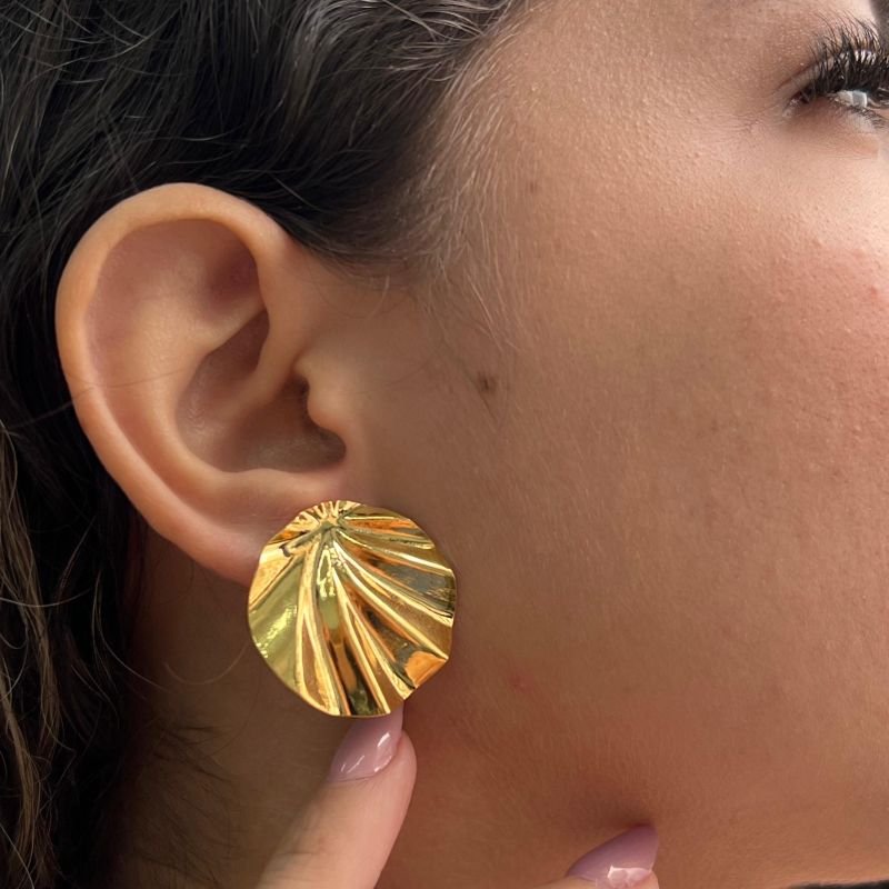 Brinco Orgânico Banho Ouro 18k/Prata 925