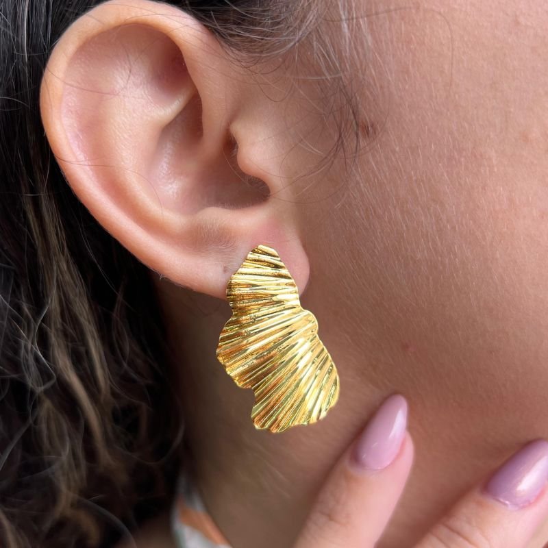 Brinco Orgânico Banho Ouro 18k/Prata 925