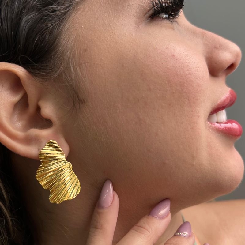 Brinco Orgânico Banho Ouro 18k/Prata 925