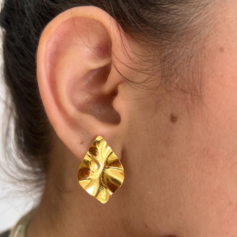 Brinco Orgânico P Banho Ouro 18k/Prata 925