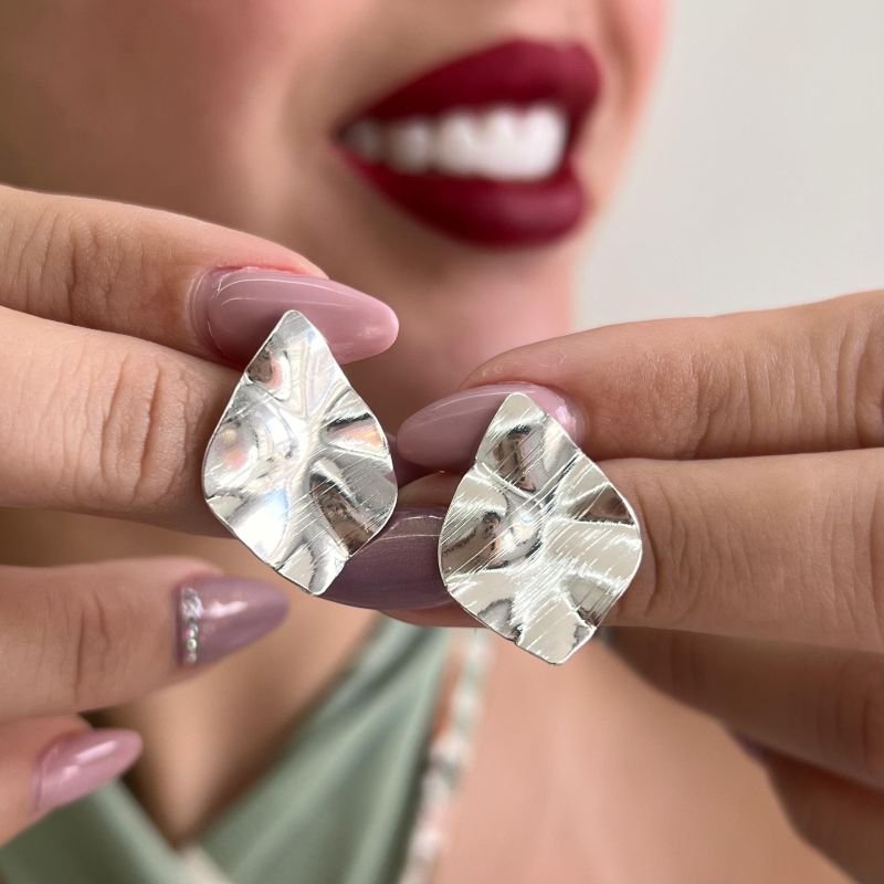 Brinco Orgânico P Banho Ouro 18k/Prata 925