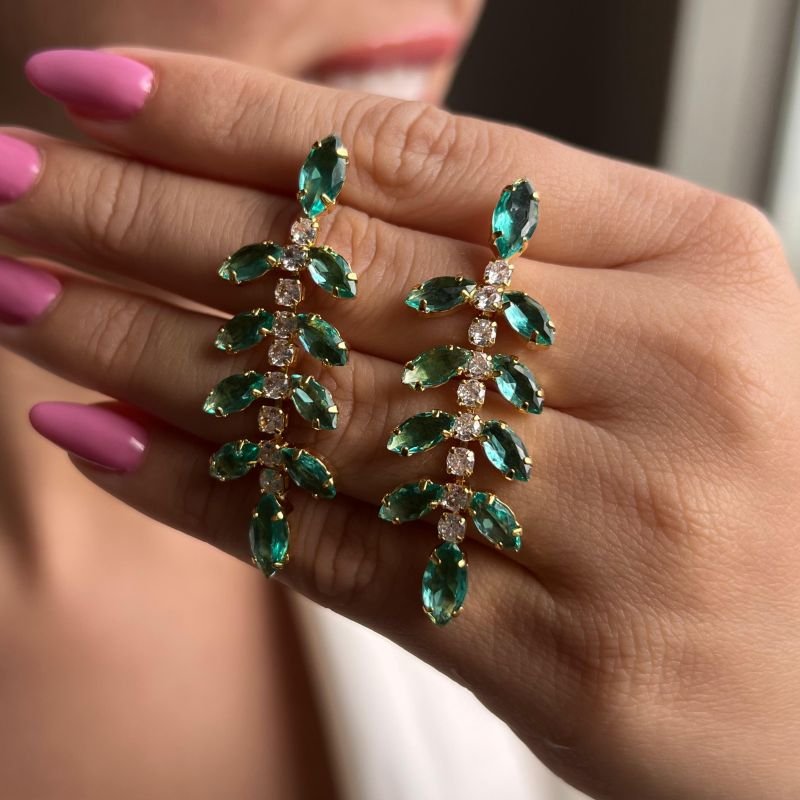 Brinco Pedraria Banho Ouro 18k