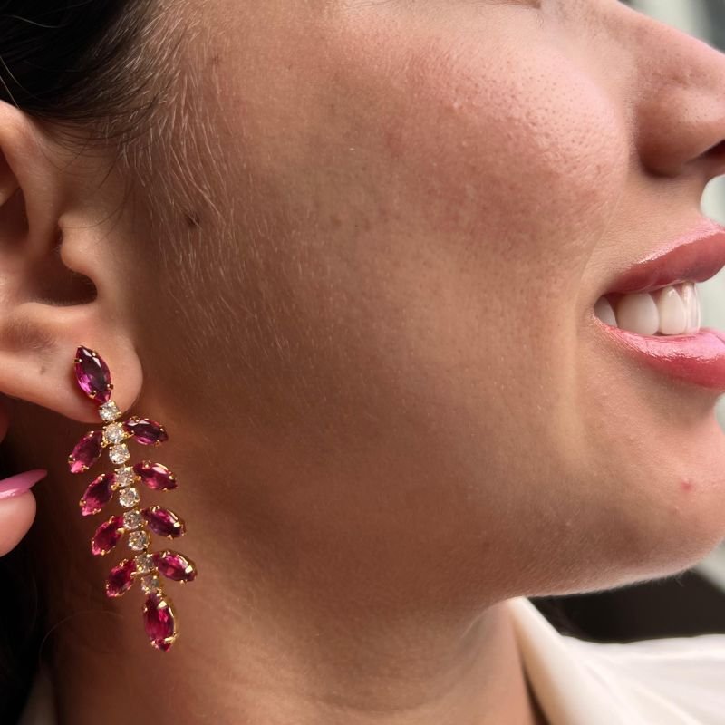 Brinco Pedraria Banho Ouro 18k/Prata 925