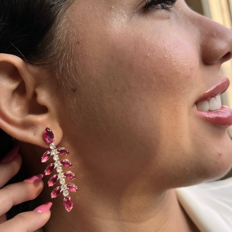 Brinco Pedraria Banho Ouro 18k/Prata 925