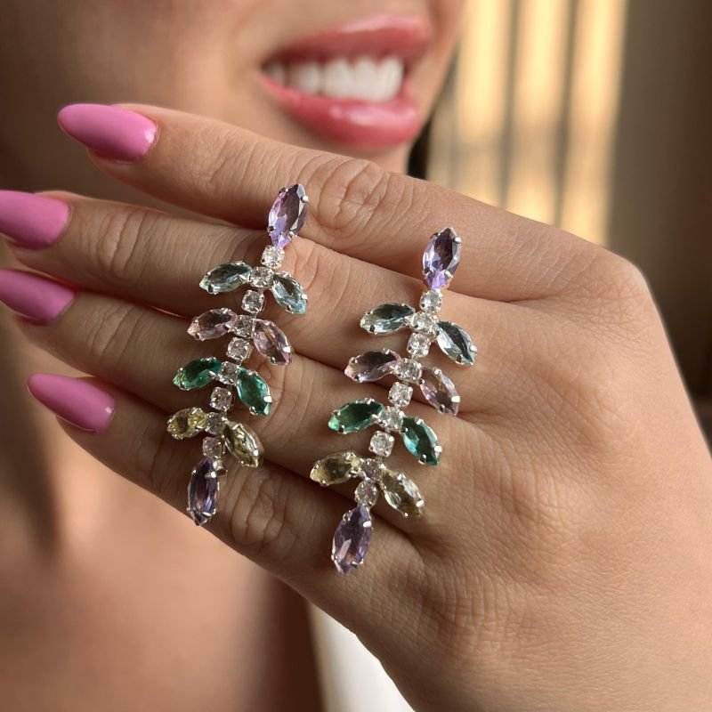 Brinco Pedraria Banho Ouro 18k/Prata 925