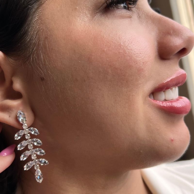 Brinco Pedraria Banho Prata 925