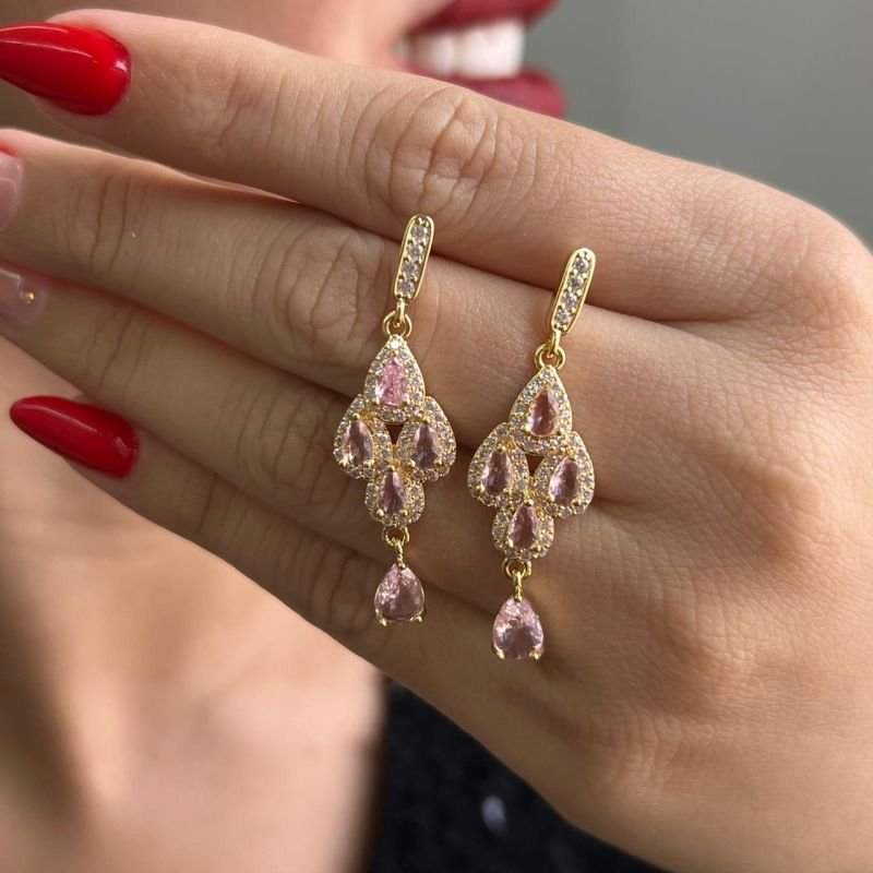 Brinco Pedraria Biju Fina Dourado