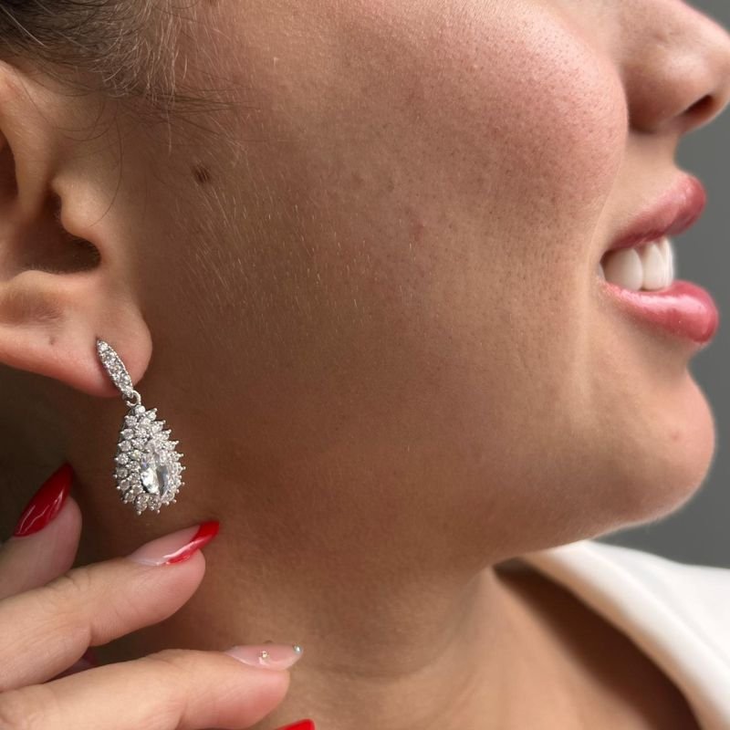 Brinco Pedraria Biju Fina Dourado/Ródio