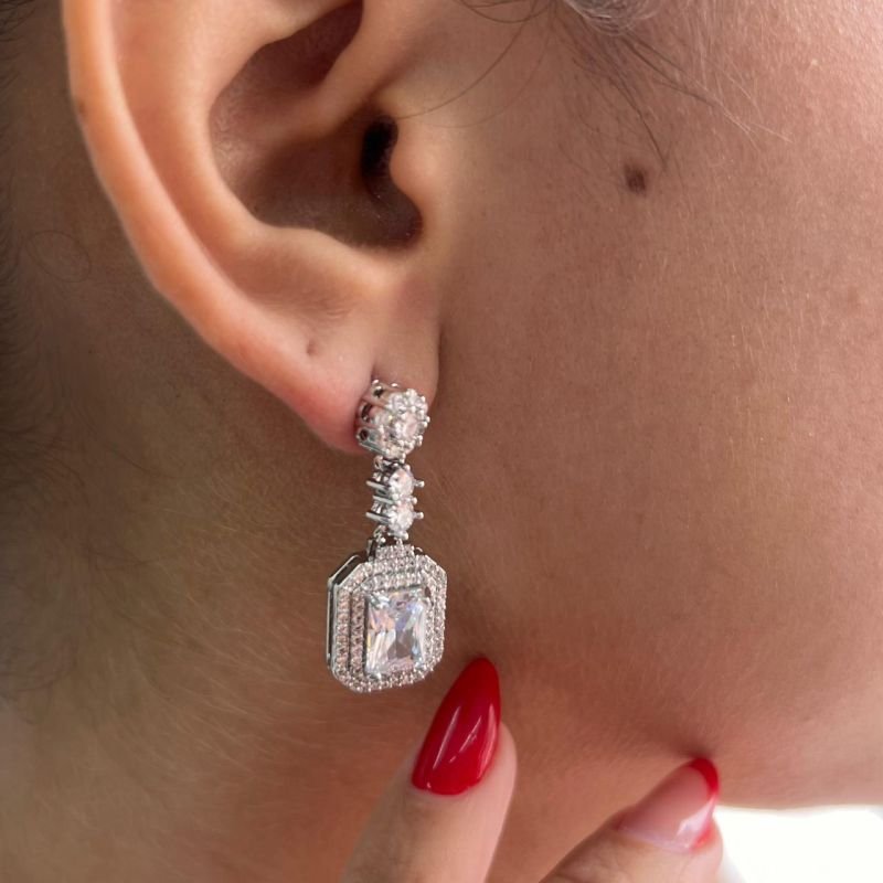 Brinco Pedraria Biju Fina Dourado/Ródio