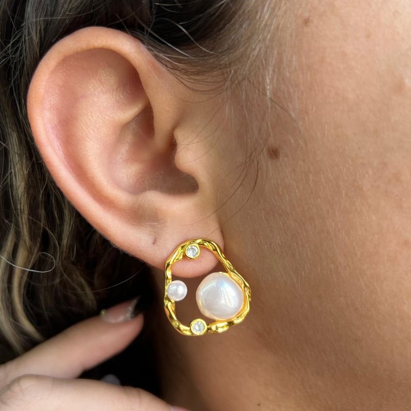 Brinco Perola Banho Ouro 18k/Prata 925