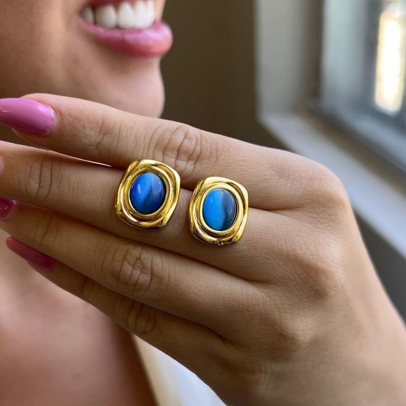 Brinco Resinado Aço Inoxidável Dourado