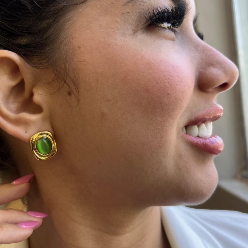 Brinco Resinado Aço Inoxidável Dourado