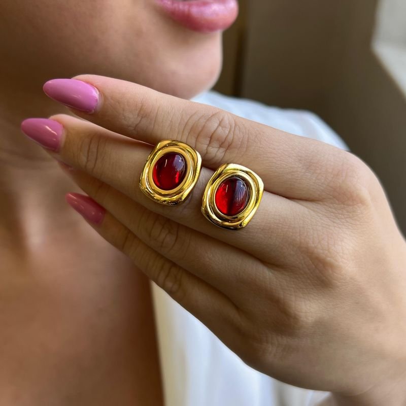 Brinco Resinado Aço Inoxidável Dourado