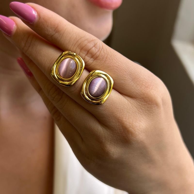 Brinco Resinado Aço Inoxidável Dourado