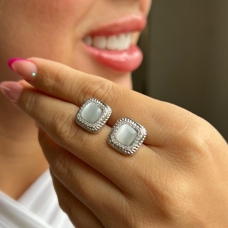 Brinco Resinado Biju Fina Dourado/Ródio