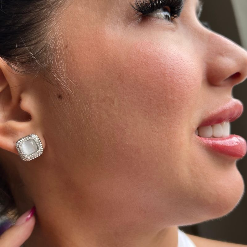 Brinco Resinado Biju Fina Dourado/Ródio