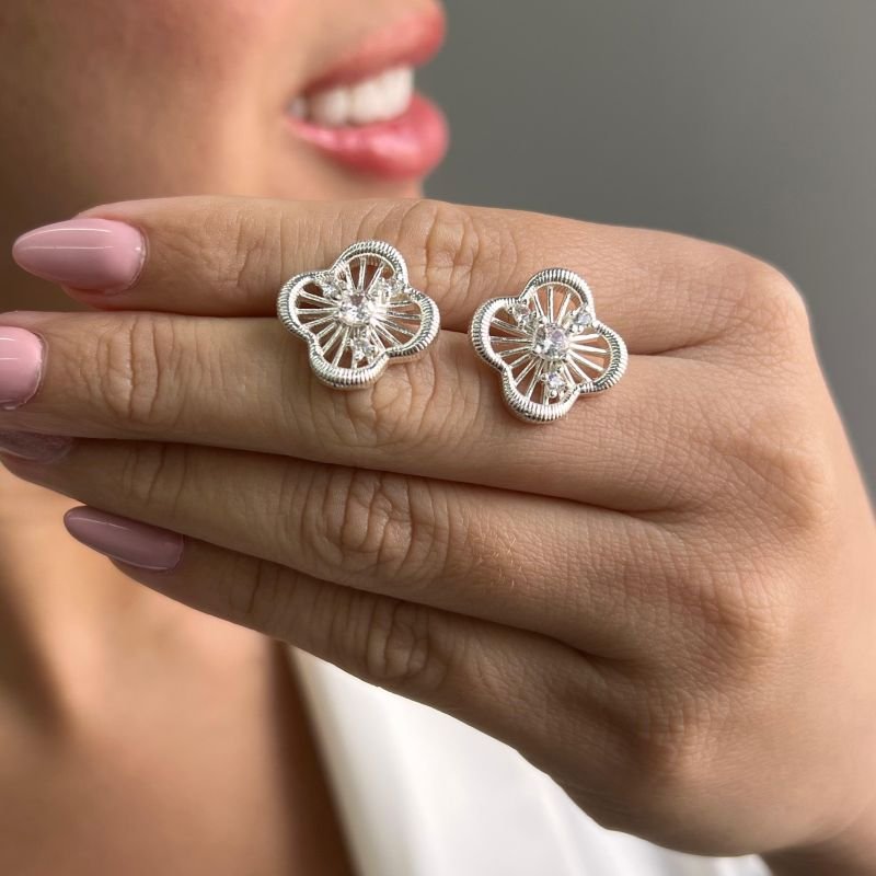 Brinco Trevo Banho Ouro 18k/Prata 925