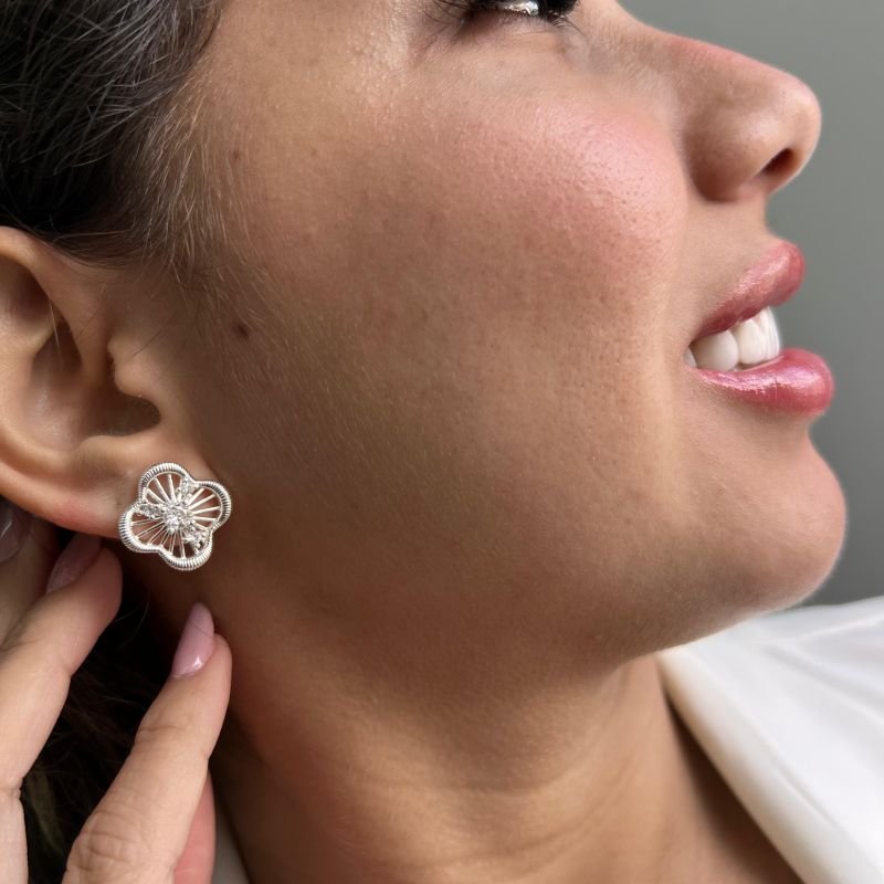 Brinco Trevo Banho Ouro 18k/Prata 925