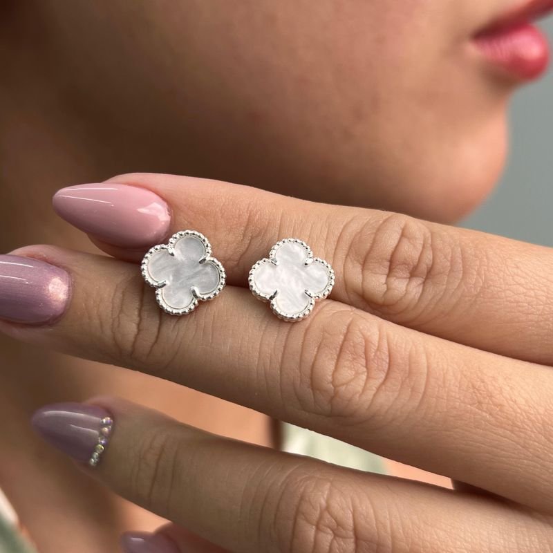 Brinco Trevo Resinado Banho Ouro 18k/Prata 925