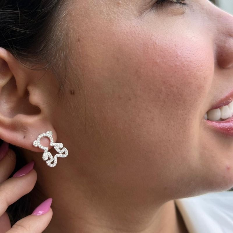 Brinco Urso Banho Ouro 18k/Prata 925