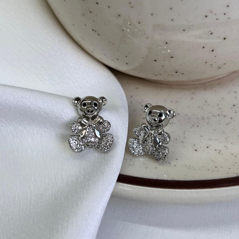 Brinco Urso Biju Fina Ródio