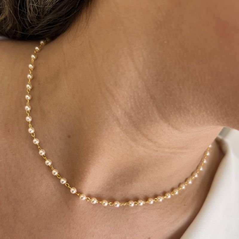 Choker Mini Pérola Banho Ouro 18k/Prata 925