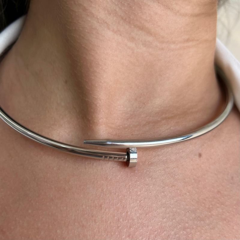 Choker Aro Aço Inoxidável Ródio