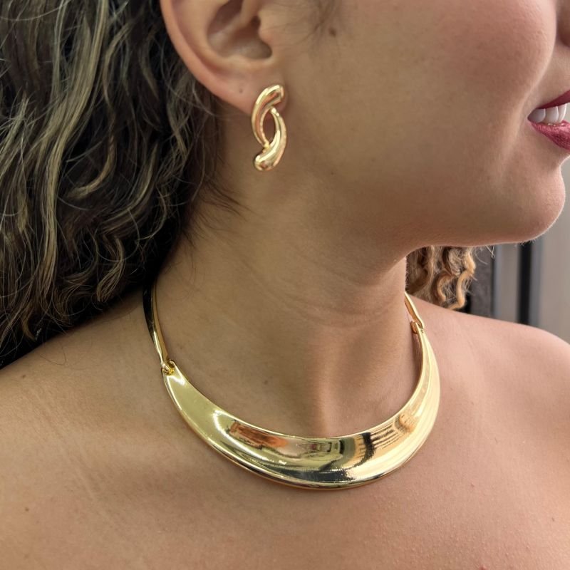 Choker Aro Biju Fina Dourado/Ródio