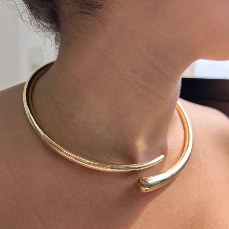 Choker Aro Biju Fina Dourado/Ródio