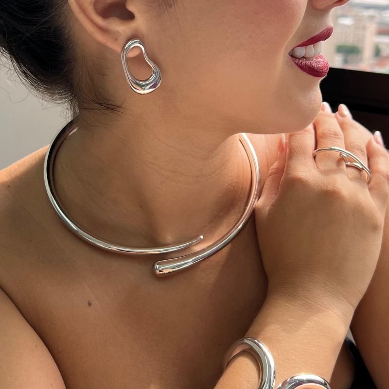 Choker Aro Biju Fina Dourado/Ródio