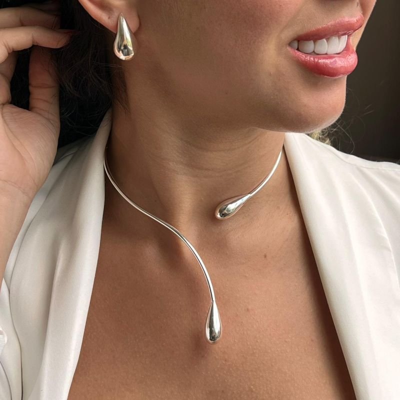 Choker Aro Banho Prata 925