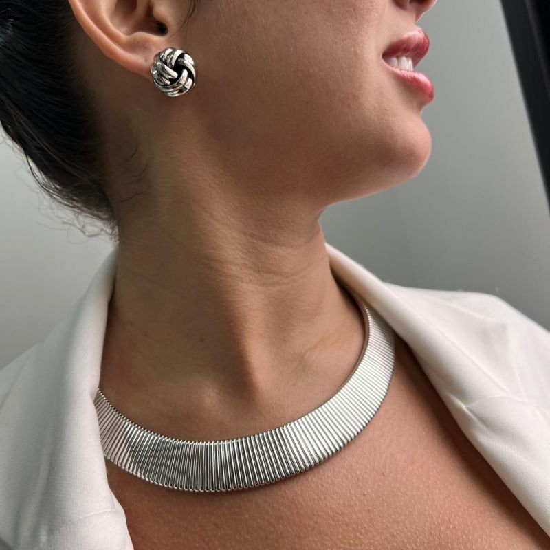 Choker Aro Biju Fina Dourado/Ródio