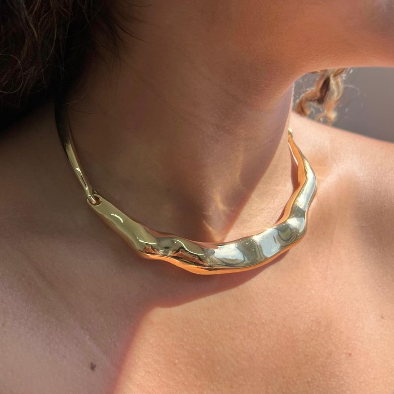 Choker Aro Biju Fina Dourado/Ródio