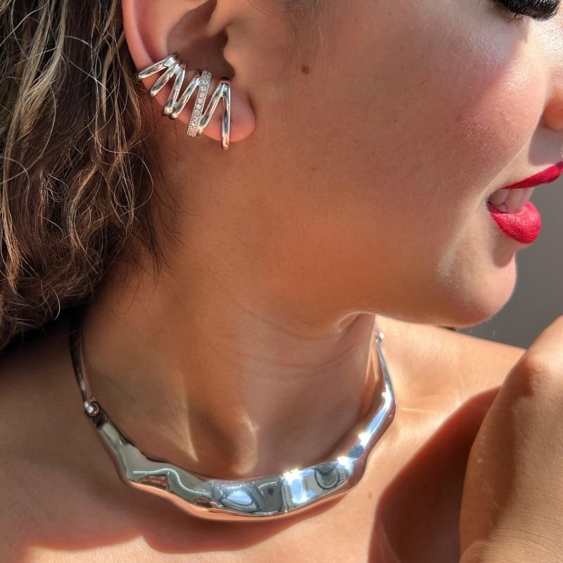 Choker Aro Biju Fina Dourado/Ródio