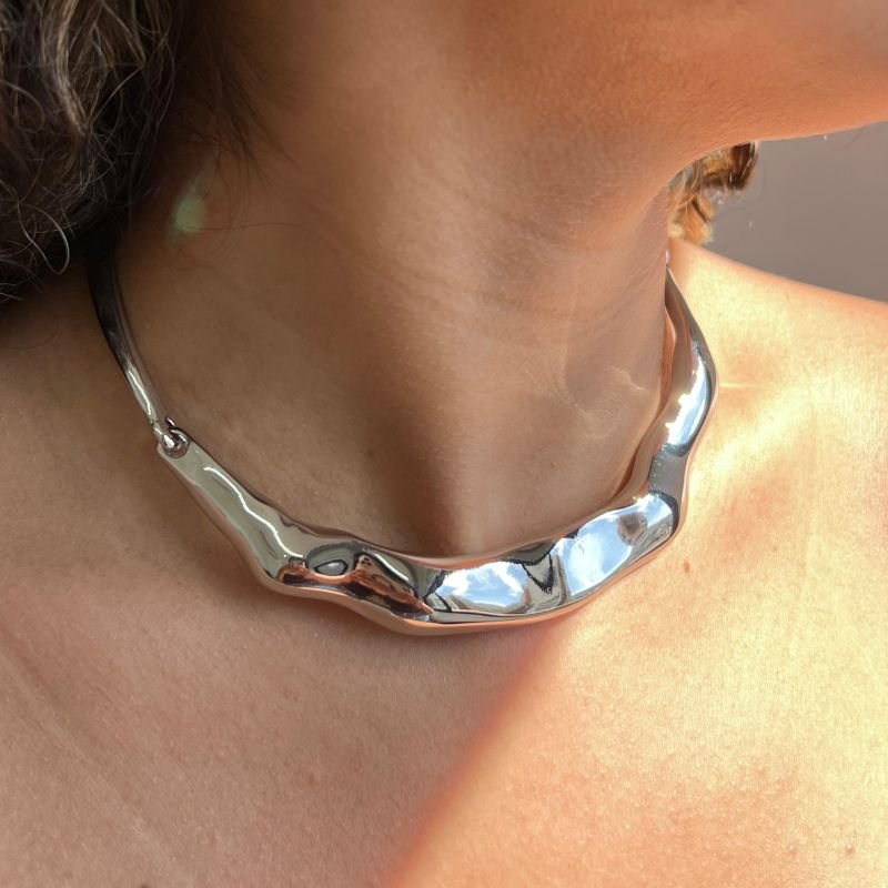 Choker Aro Biju Fina Dourado/Ródio