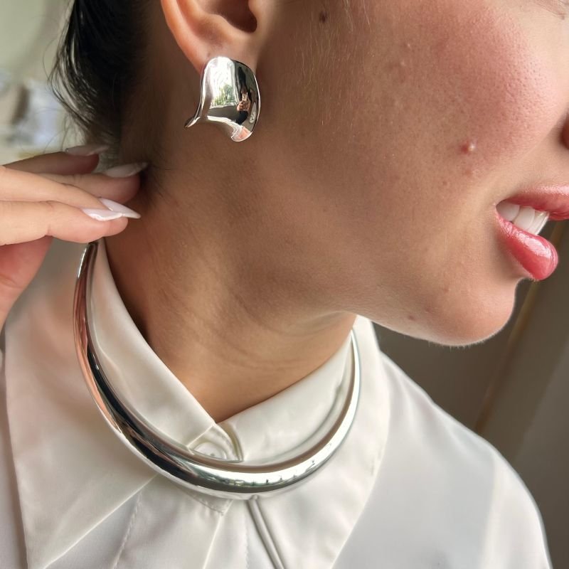Choker Aro Biju Fina Dourado/Ródio