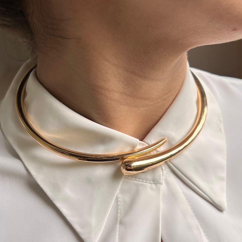 Choker Aro Biju Fina Dourado/Ródio